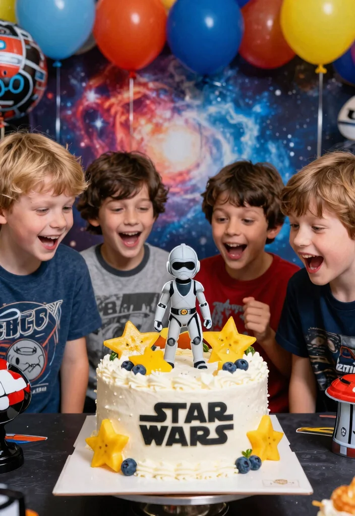 18 Birthday Cake for Boys Ideas Without Fondant Figures - 11. Star Wars Light Side Cake 1