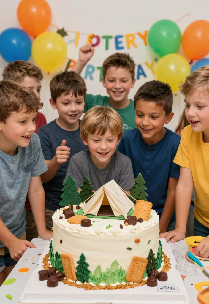 18 Birthday Cake for Boys Ideas Without Fondant Figures - 13. Camping Adventure Cake 1