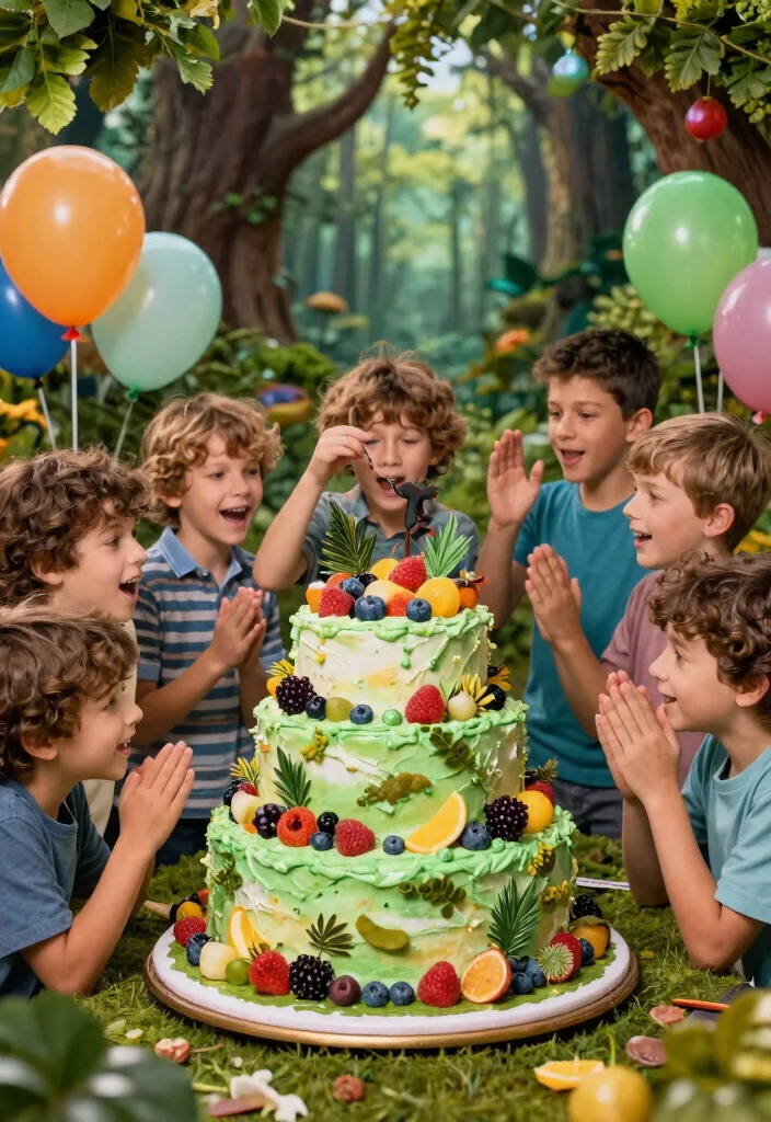 18 Birthday Cake for Boys Ideas Without Fondant Figures - 14. Magical Forest Cake 1