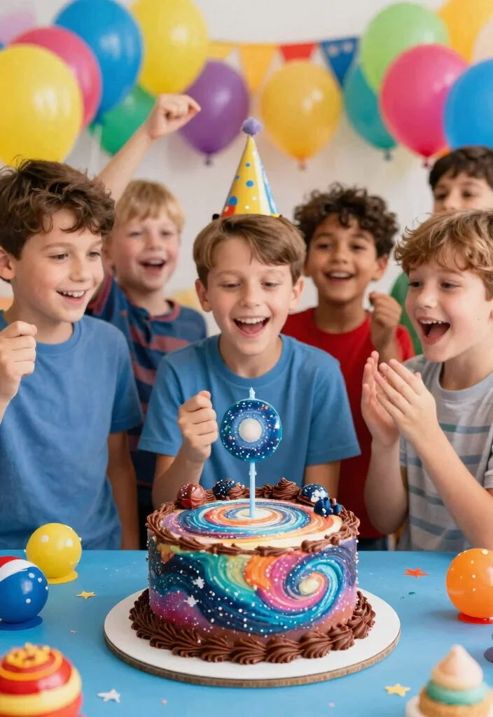 18 Birthday Cake for Boys Ideas Without Fondant Figures - 15. Galaxy Cake with Healthy Chocolate Cream 1