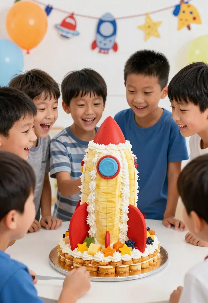 18 Birthday Cake for Boys Ideas Without Fondant Figures - 2. Space Rocket Banana Cake 1