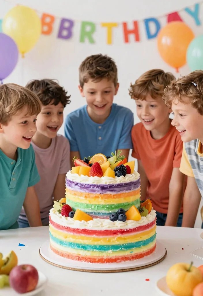 18 Birthday Cake for Boys Ideas Without Fondant Figures - 5. Colorful Rainbow Cake 1
