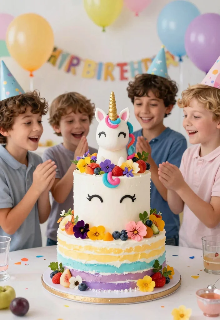 18 Birthday Cake for Boys Ideas Without Fondant Figures - 9. Magical Unicorn Cake 1
