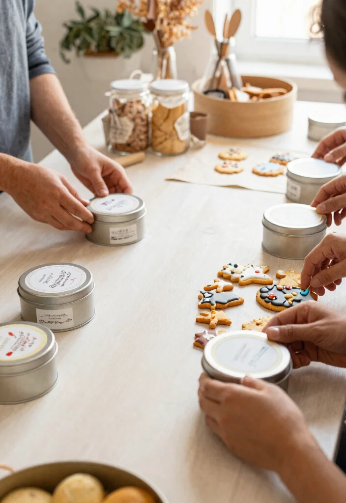 18 Cookie Cake Gift Packaging Ideas That Keep Decorated Cookies From Breaking - 11. Cookie Tins with Custom Labels 1