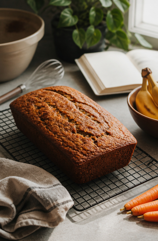 Carrot Cake Banana Bread: 6 Variations for Different Diets (2026) 11 A loaf of carrot cake banana bread cooling on a wire rack.