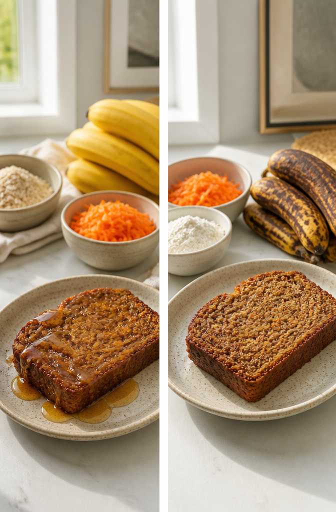 Carrot Cake Banana Bread: 6 Variations for Different Diets (2026) 14 Ingredients for healthy carrot cake banana bread laid out on a table.