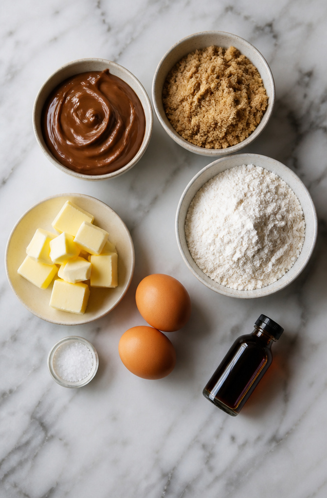 Fudgy Nutella Brownies: 7 Steps to the Best Batch (2026) 3 Ingredients for fudgy Nutella brownies including Nutella and butter.