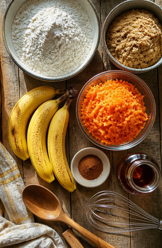 Carrot Cake Banana Bread: 6 Variations for Different Diets (2026) 3 A bowl filled with mashed bananas and grated carrots.