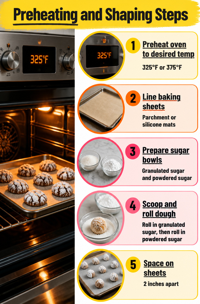 Lemon Crinkle Cookies with Steps and Tips for 2026 6 Two baking sheets with parchment and bowls of granulated and powdered sugar.