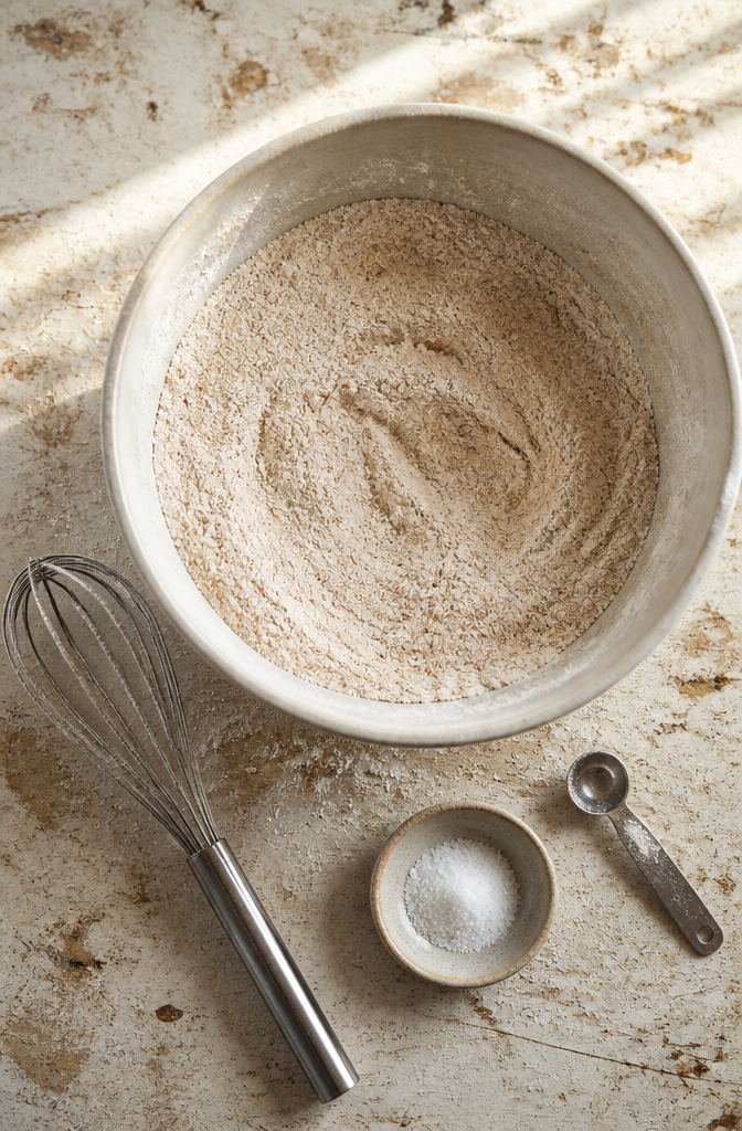 Carrot Cake Banana Bread: 6 Variations for Different Diets (2026) 7 A bowl containing flour, baking soda, and spices for the batter.