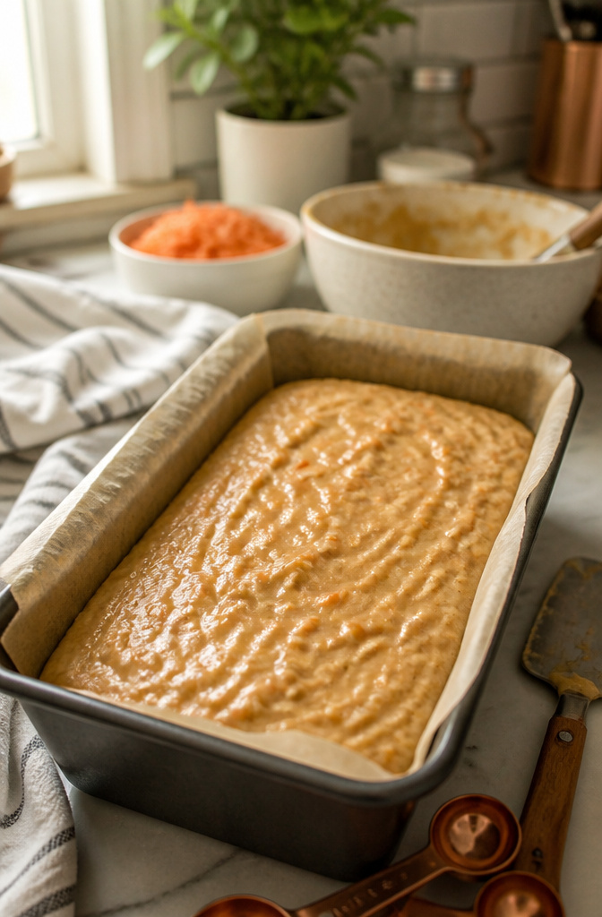 Carrot Cake Banana Bread: 6 Variations for Different Diets (2026) 10 Batter poured into a loaf pan, ready to be baked.