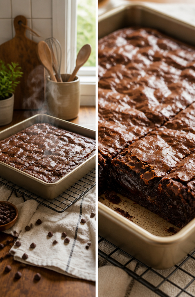 Fudgy Nutella Brownies: 7 Steps to the Best Batch (2026) 10 A pan of brownies baking in the oven at 350°F.